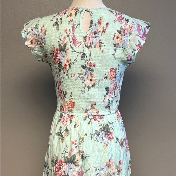 August Sky Floral Maxi Dress Mint Green Size Large Romantic Tiered - Picture 5 of 6